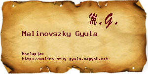 Malinovszky Gyula névjegykártya